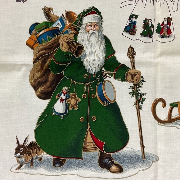 Vintage cotton Christmas fabric appliqués 4 Old World Santa Clauses - Picture 4 of 12